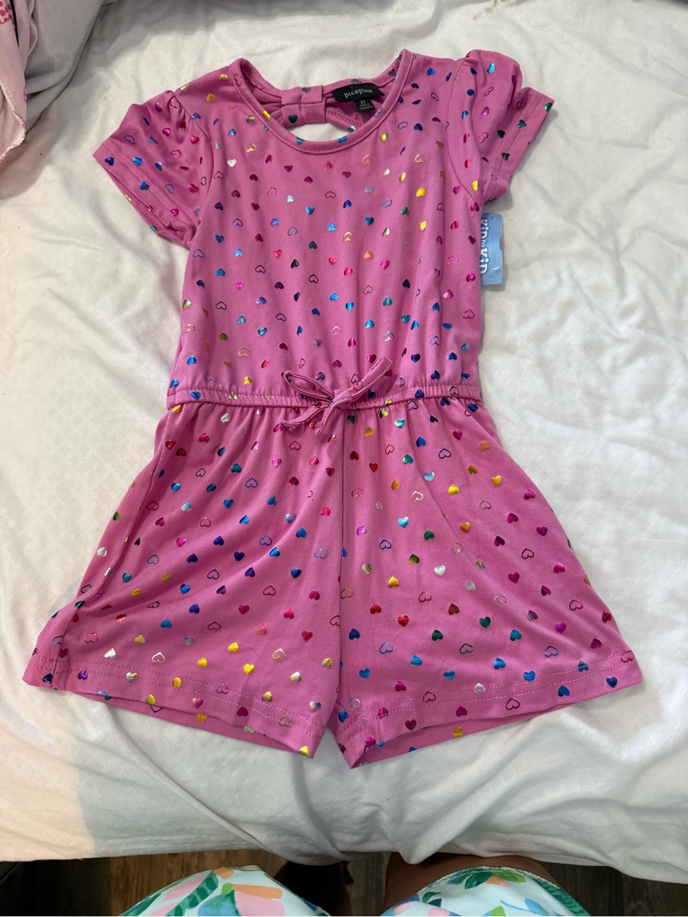 Carter's Pink Heart-Print Short Sleeve Romper